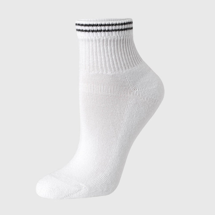 Hanes Women's Striped Cushioned 6pk Ankle Socks - White/Pink/Black 5-9