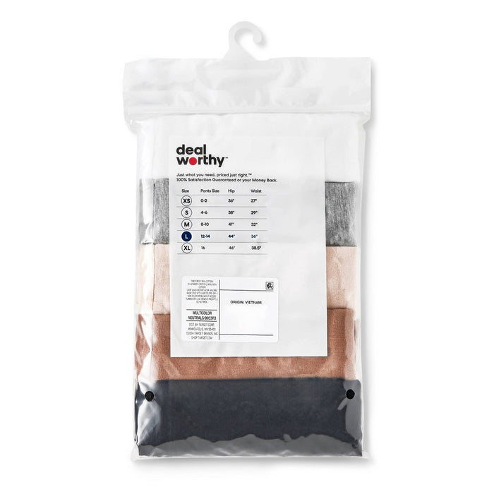 Women's 5pk Cotton Blend Hipster Underwear - Dealworthy Assorted Neutral XL