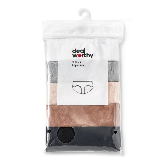 Women's 5pk Cotton Blend Hipster Underwear - Dealworthy Assorted Neutral XL