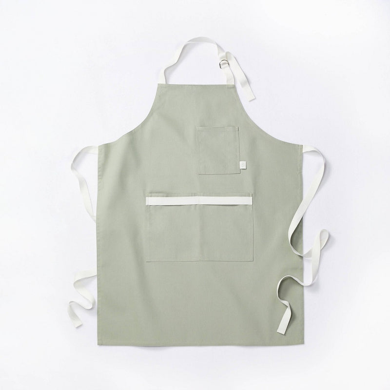 Adult Cooking Apron Sage Green - Figmint: Modern Kitchen Textile, Cotton, Pockets, OEKO-TEX Certified
