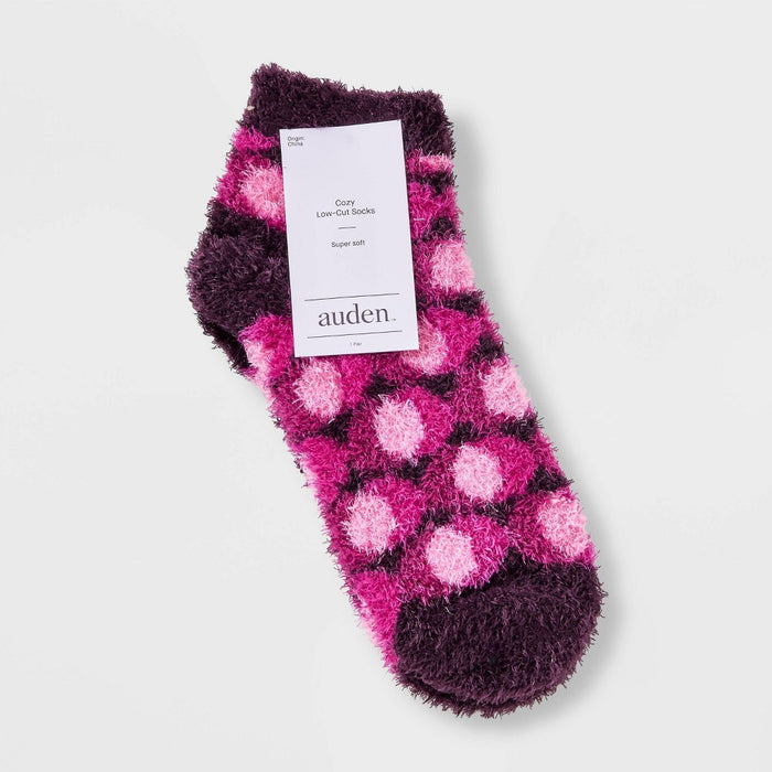 Women's Polka Dot Cozy Low Cut Socks - Auden Berry 4-10