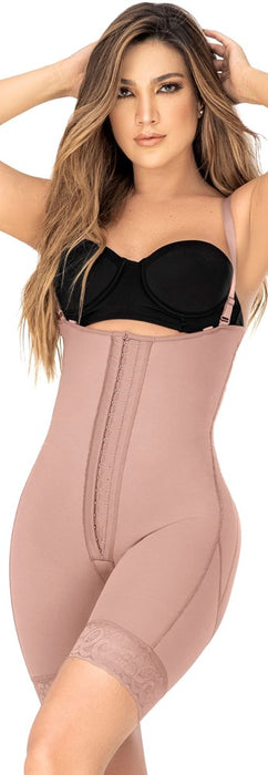 Mapale Shapewear F505 Cross Back Support Mid Leg Shapewear, Mocha, 2XL