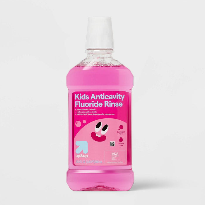 Anticavity Kids' Fluoride Rinse Mouthwash Bubble Gum Flavor - 16.9 fl oz - up&up
