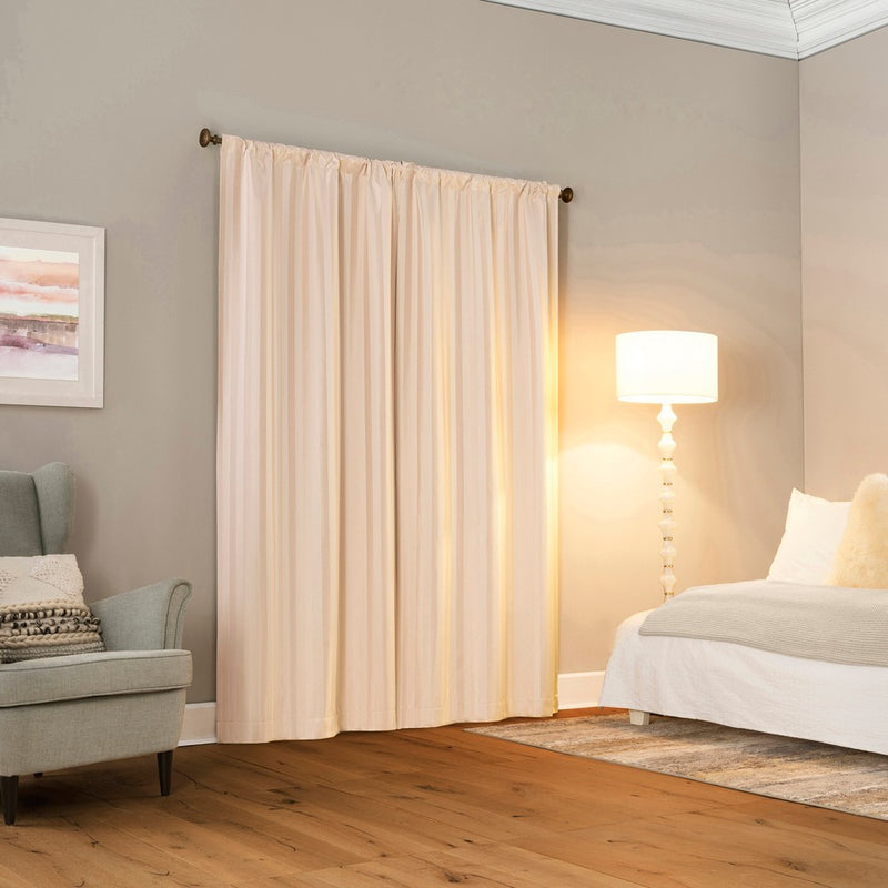 2pc 37"x84" Sun Zero Dimani Satin Striped 100% Blackout Rod Pocket Curtain Panel Pair Blush: Energy Efficient, Noise Reduction