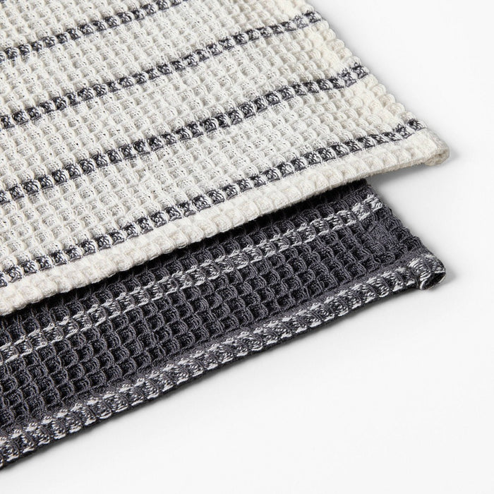 4pk Dish Cloth Set Dark Gray - Figmint: Cotton Waffle Stripe Kitchen Towels, 12"x12", Machine Washable