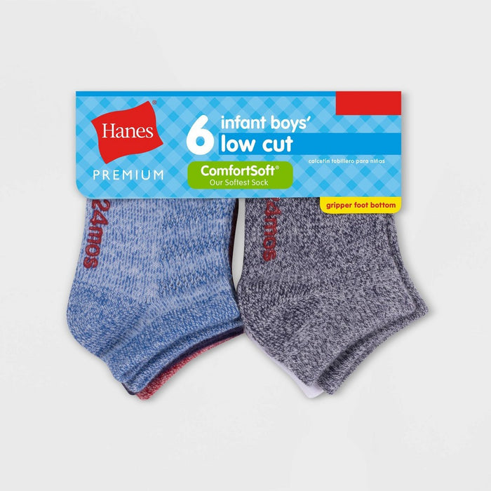 Hanes Toddler Boys' 6pk Low Cut Super Soft Socks - 4T-5T