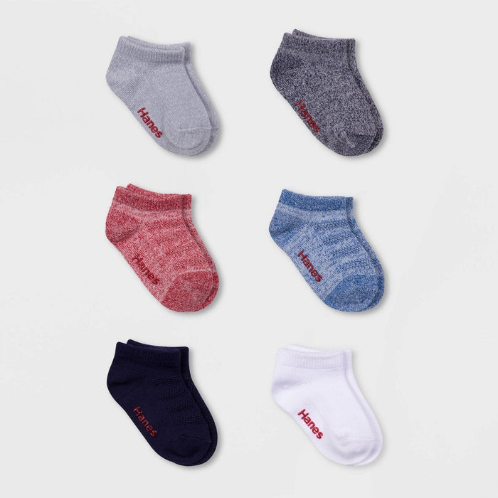 Hanes Toddler Boys' 6pk Low Cut Super Soft Socks - 4T-5T