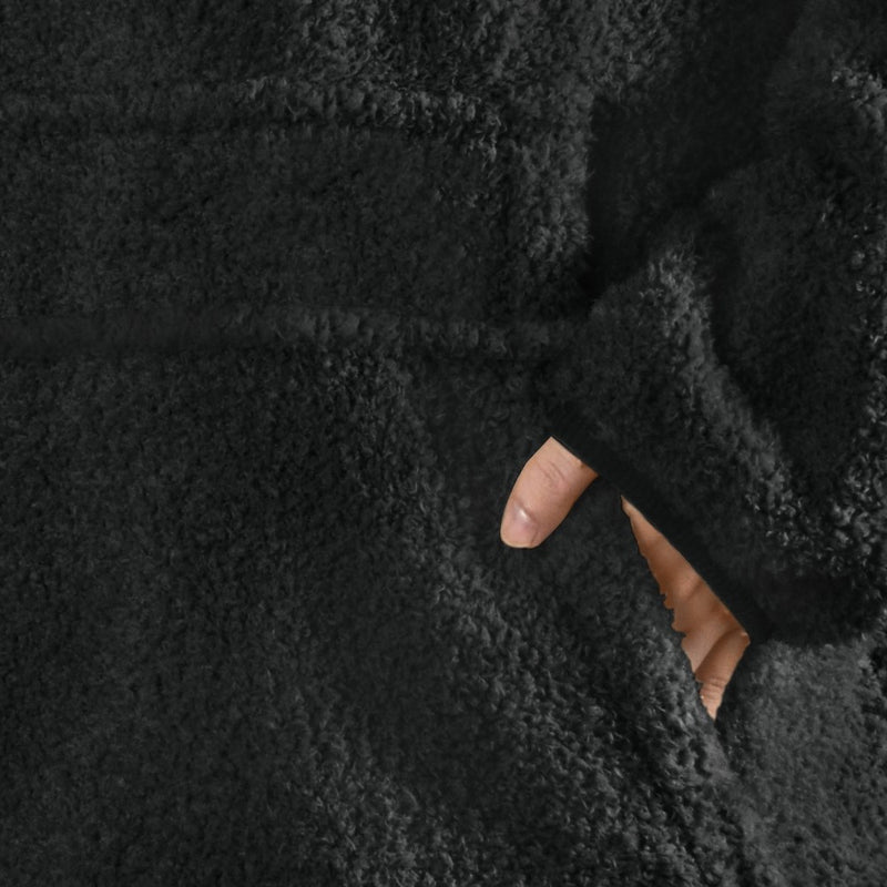 Tirrinia Fleece Blanket Hoodie Sweatshirt for Womens, Oversized Wearable Blanket Pullover with Hooded, One Size, Gift for Her, Black