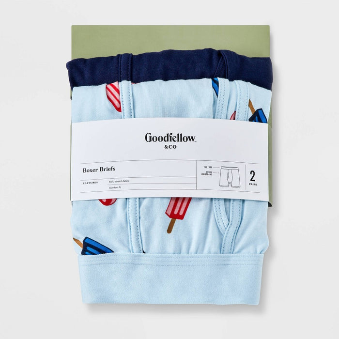 Men's Popsicle Print Boxer Briefs 2pk - Goodfellow & Co Light Blue M