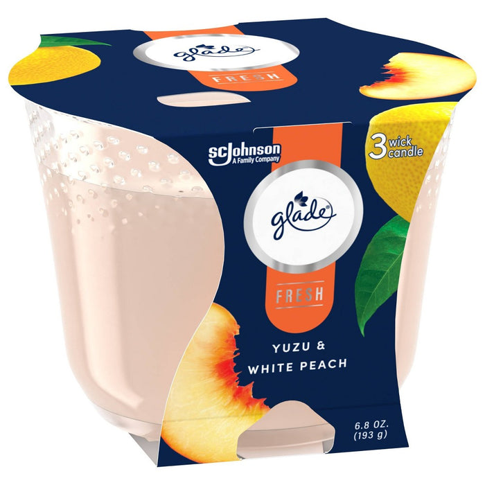 Glade 3 Wick Candle - White Peach & Yuzu - 6.8oz