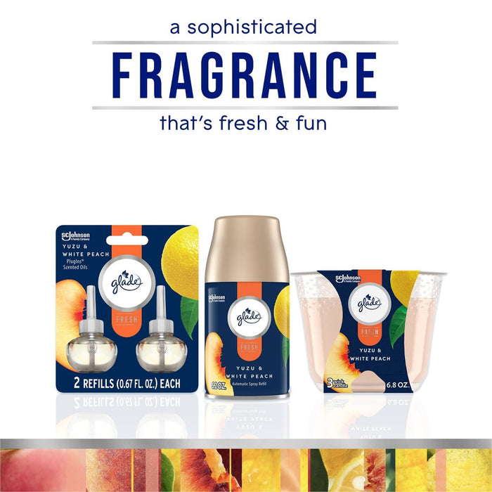 Glade 3 Wick Candle - White Peach & Yuzu - 6.8oz