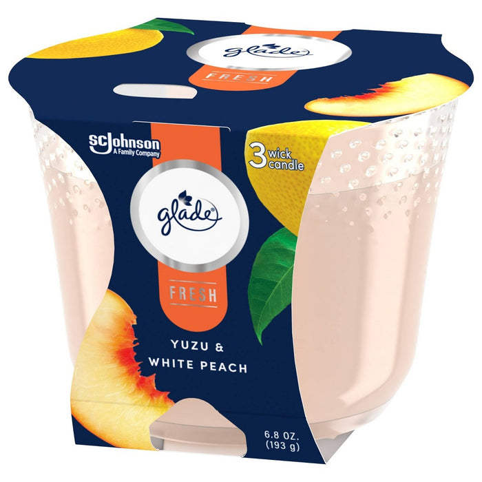 Glade 3 Wick Candle - White Peach & Yuzu - 6.8oz