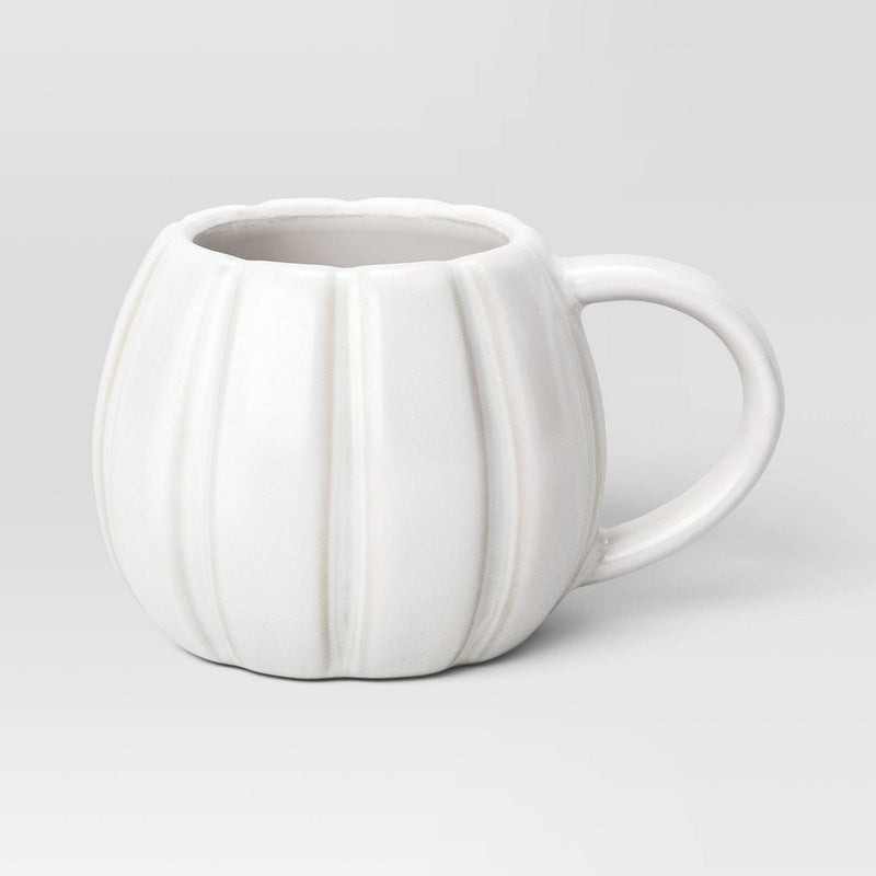 15.2 fl oz Halloween Stoneware Figural Pumpkin Mug White - Hyde & EEK! Boutique: Microwave & Dishwasher Safe, Hot/Cold Beverages