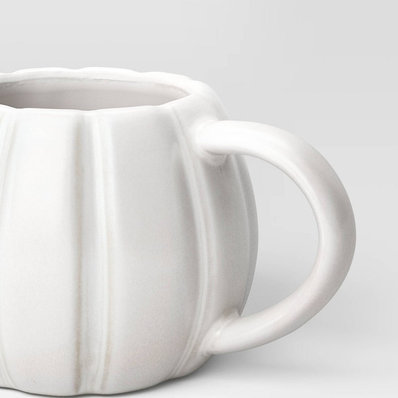 15.2 fl oz Halloween Stoneware Figural Pumpkin Mug White - Hyde & EEK! Boutique: Microwave & Dishwasher Safe, Hot/Cold Beverages