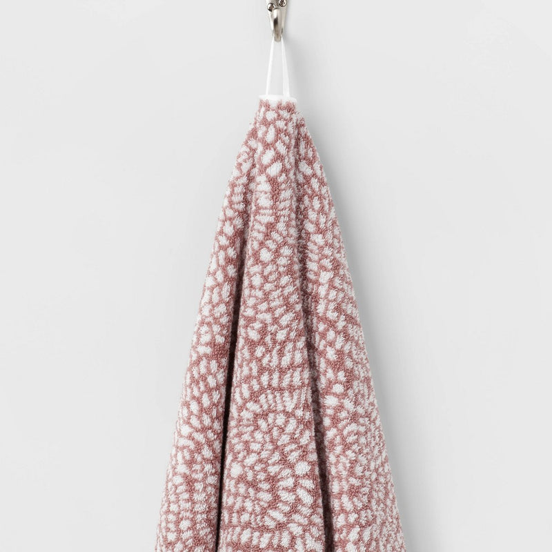Performance Plus Bath Towel Mauve Geo - Threshold: Heavyweight Cotton, Jacquard Terry, Fade-Resistant
