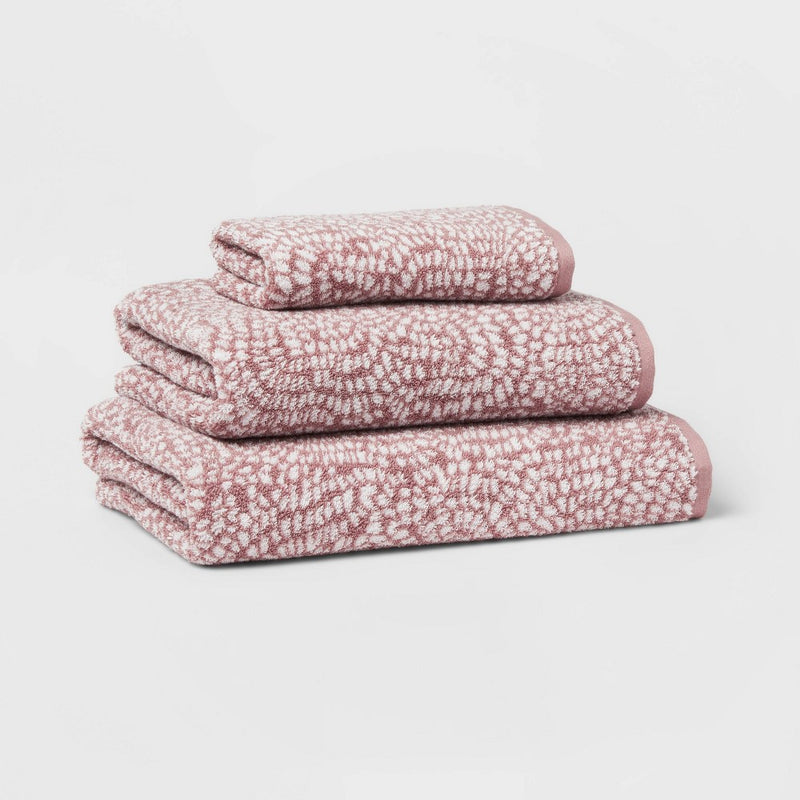 Performance Plus Bath Towel Mauve Geo - Threshold: Heavyweight Cotton, Jacquard Terry, Fade-Resistant