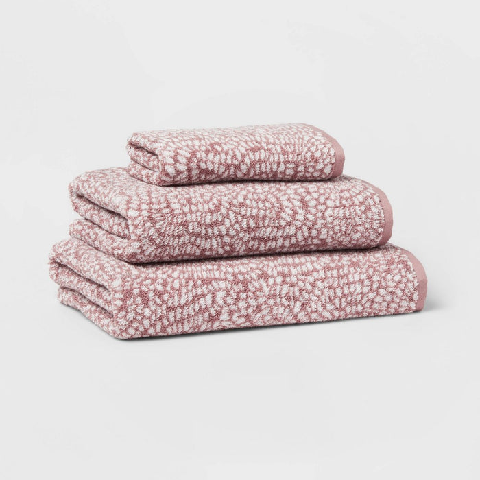 Performance Plus Bath Towel Mauve Geo - Threshold: Heavyweight Cotton, Jacquard Terry, Fade-Resistant