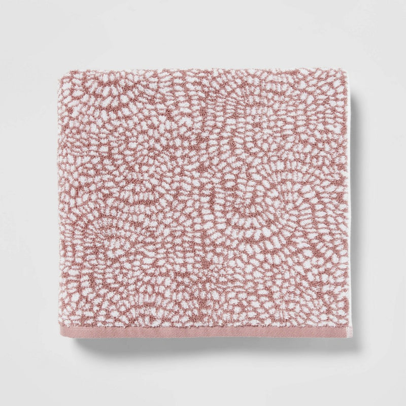 Performance Plus Bath Towel Mauve Geo - Threshold: Heavyweight Cotton, Jacquard Terry, Fade-Resistant