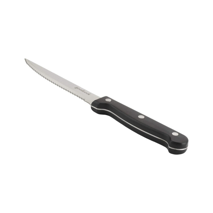 GoodCook Ready 4pc Triple Rivet Steak Knife Set: High Carbon Stainless Steel Blades, Black Handles, Hand Wash