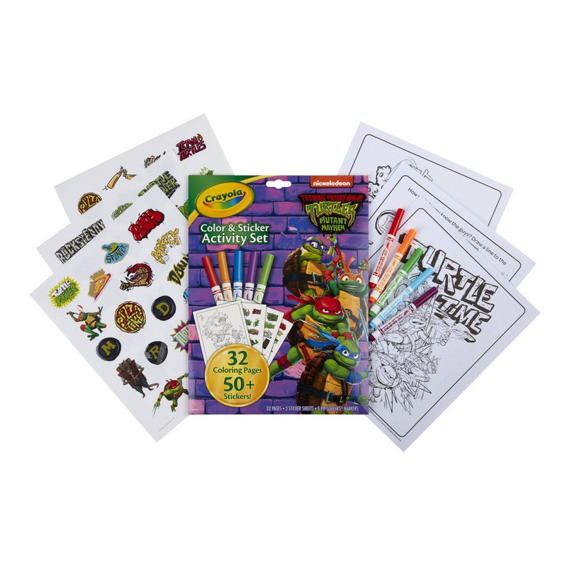 Crayola TMNT Color & Sticker Activity Set: Includes Coloring Sheets, Stickers, Markers, 32 Pages, Ages 3+