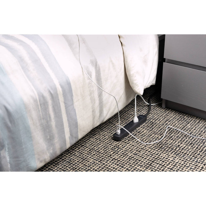 Philips Surge Protector 4ft 4-Outlet USB-A USB-C 450 Joules Braided Cord Flat Plug - Black