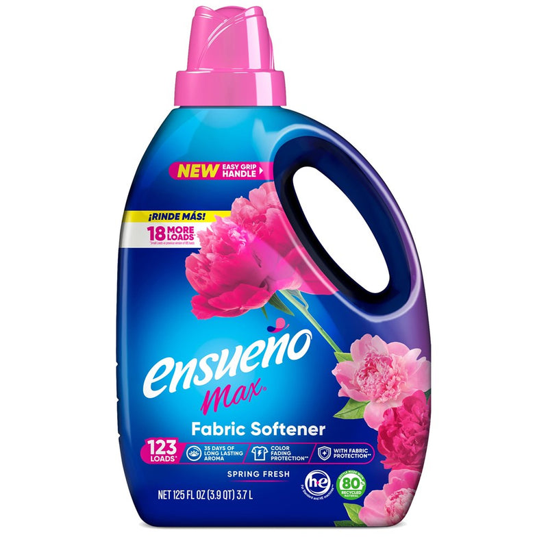 Ensueño - Max Liquid Fabric Softener- With Long-Lasting Freshener And Wrinkle Eliminating Formula, Spring Fresh Scent - (125 Oz)