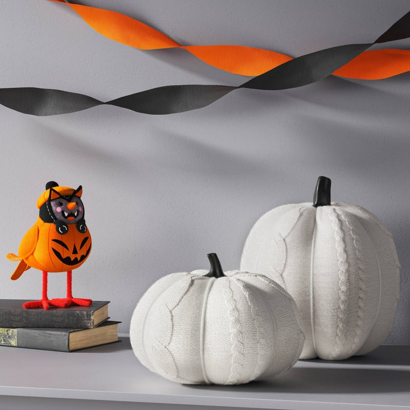 8.75" Halloween Knit Cable Pumpkin White - Hyde & EEK! Boutique