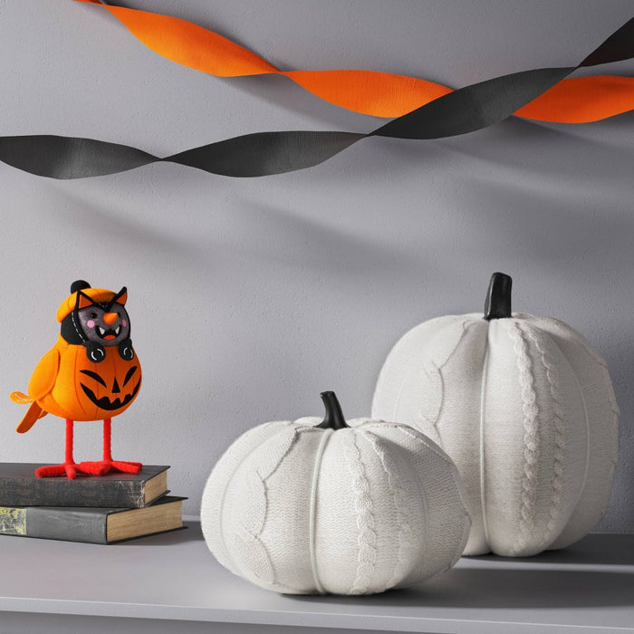 8.75" Halloween Knit Cable Pumpkin White - Hyde & EEK! Boutique