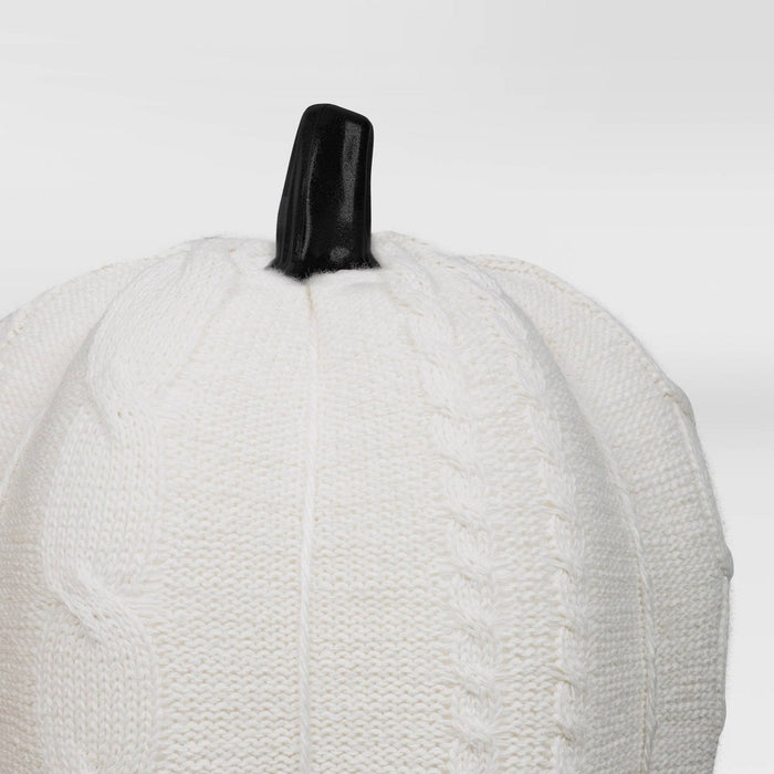 8.75" Halloween Knit Cable Pumpkin White - Hyde & EEK! Boutique