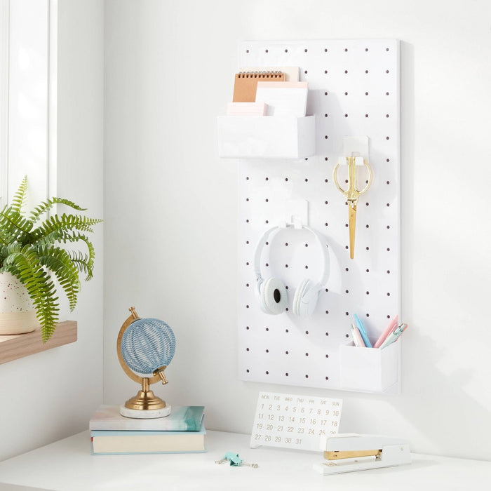 Set of 2 Pegboard Single Hooks - Brightroom: Adjustable Storage Accessories, White Utility Shelf Parts
