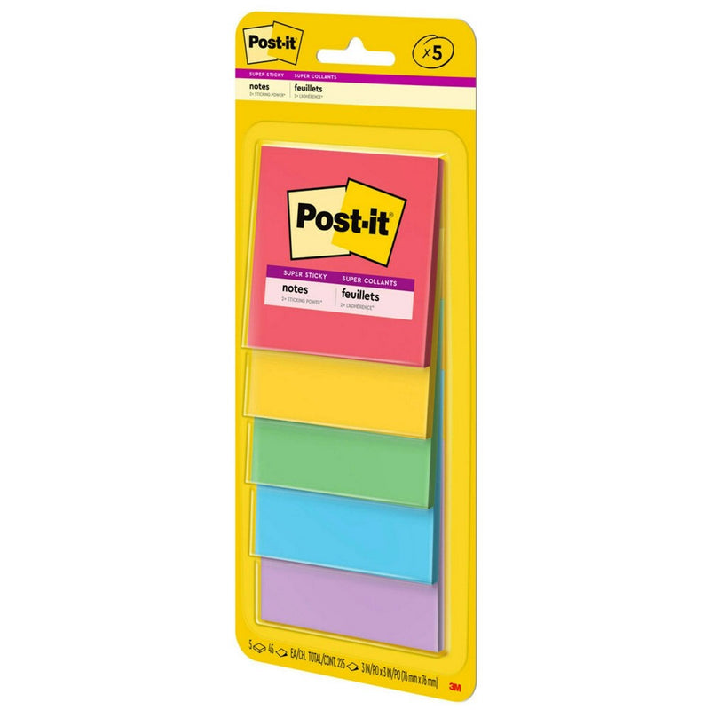 Post-it 5pk 3" x 3" Super Sticky Notes 45 Sheets/Pad - Marrakesh Collection: Multicolor Office Supplies, Art & Design