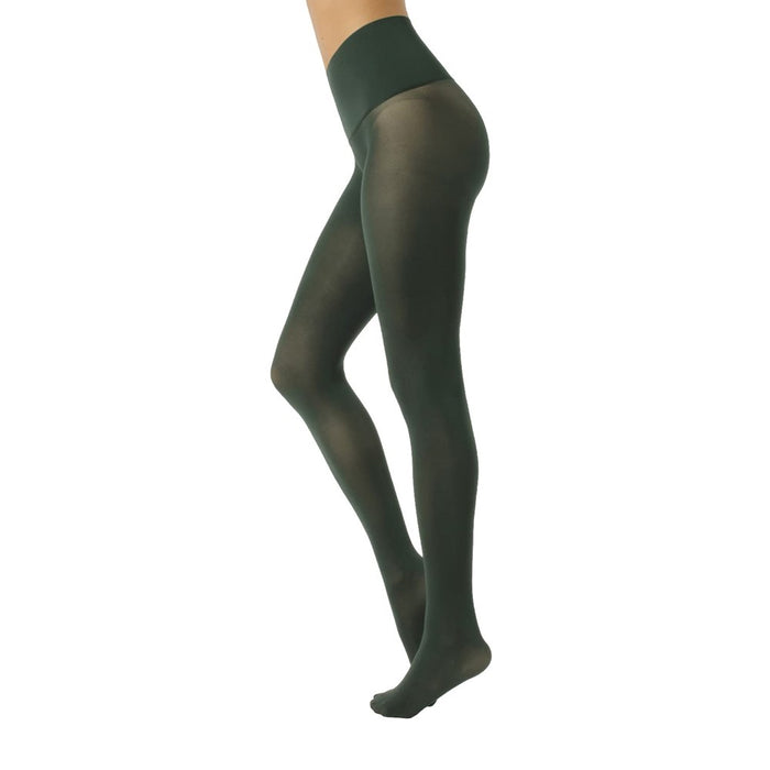CALZITALY Seamless Tights, No Seam Pantyhose, Opaque Tights | Black, Blue | 50 Den | S, M-L, L-XL, XXL | Italian Hosiery |(M-L, Dark Green)