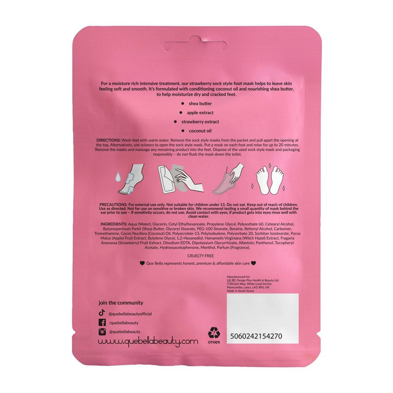 Que Bella Strawberry Foot Mask