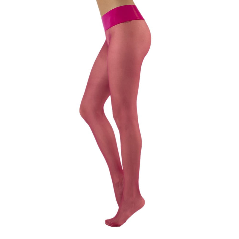 CALZITALY Seamless Sheer Tights With Comfortable Waistband, 15 Dernier Pantyhose (Small, Cerice Pink)