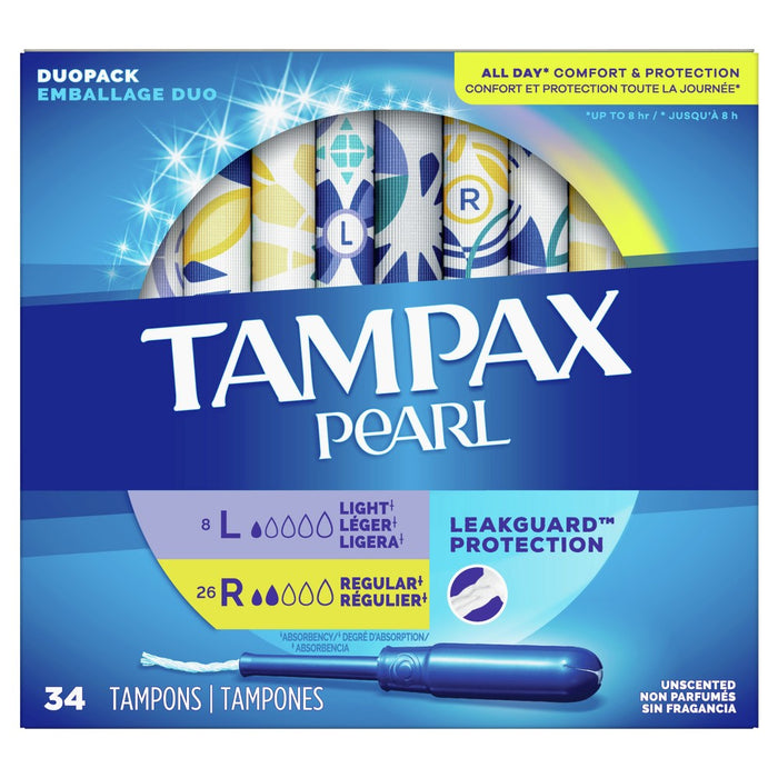 Tampax Pearl with LeakGuard Braid Duo Pack Unscented Tampons - Light/Regular Absorbency - 34ct