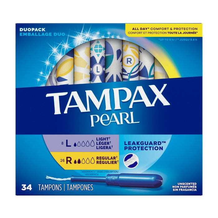 Tampax Pearl with LeakGuard Braid Duo Pack Unscented Tampons - Light/Regular Absorbency - 34ct