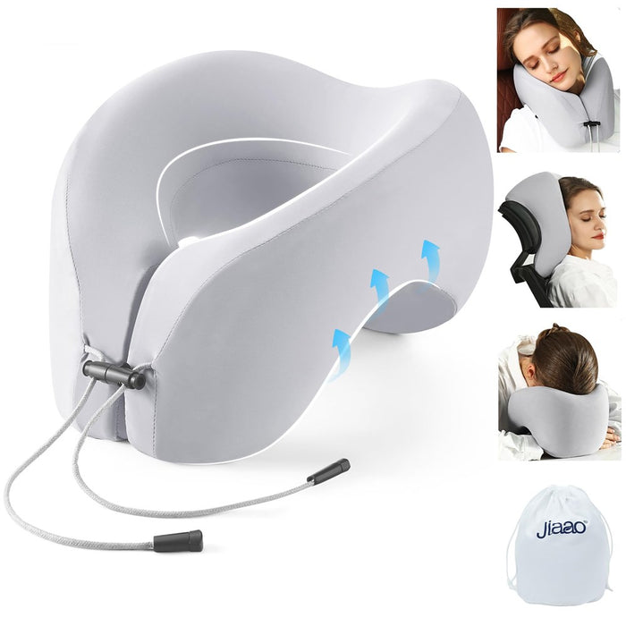 Jiaao 2-In-1 Travel Neck Pillow, Advanced Neck Support For Long Flights, Portable Drawstring Bag, U Shape Memory Foam Pillows For Traveling, Car, Home