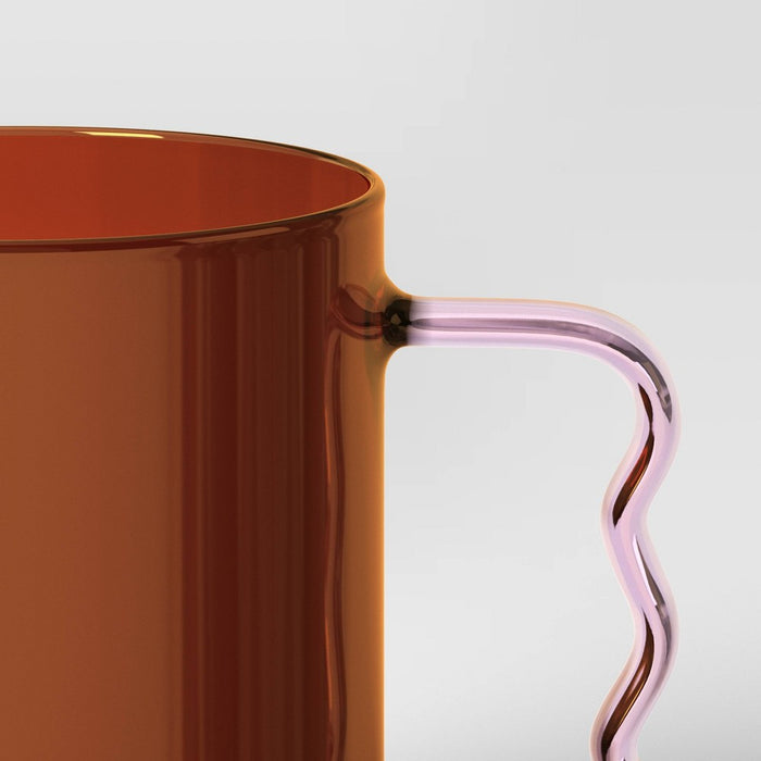 15.22oz Glass Mug Orange with Pink Handle - Room Essentials: Dishwasher-Safe Drinkware for Hot or Cold Beverages