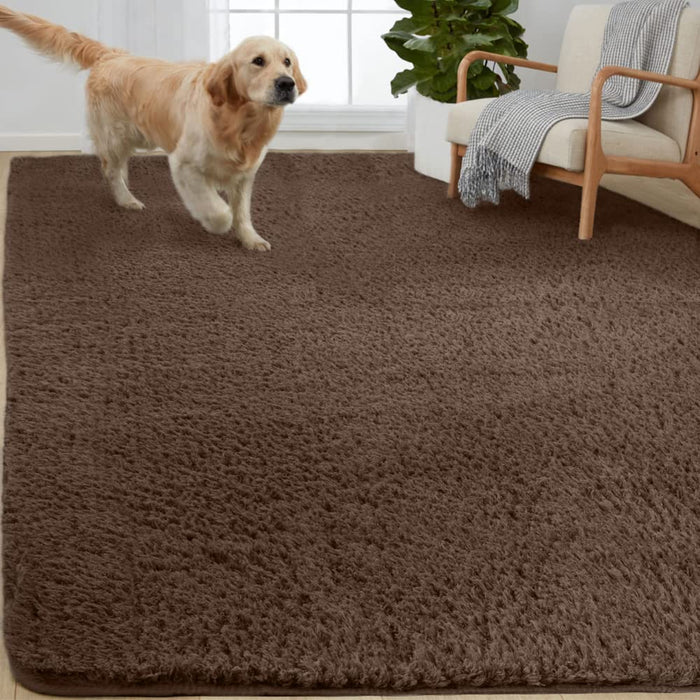 Gorilla Grip Soft Faux Fur Area Rug, Washable, Shed And Fade Resistant, Grip Dots Underside, Fluffy Shag Indoor Bedroom Rugs, Easy Clean, For Living Room Floor, Nursery Carpets, 3X5 FT, Brown