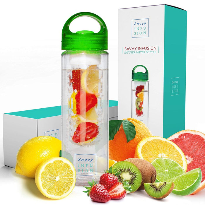 Infusion Fruit Infuser Water Bottle - BPA Free Insulated Water Bottle, Reusable Water Bottle With Fruit Infuser, Easy-To-Clean Gym Accessories For Women, Sports Water Bottle, Savvy Outdoors