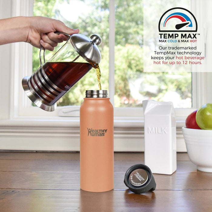 Healthy Human Stainless Steel Water Bottle |(Peach, 21 oz/ 621 ML)
