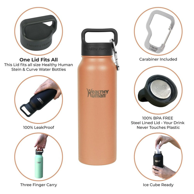 Healthy Human Stainless Steel Water Bottle |(Peach, 21 oz/ 621 ML)
