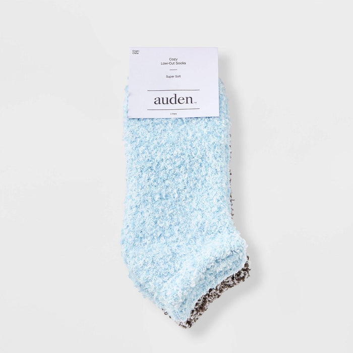 Women's Marled 2pk Cozy Low Cut Socks - Auden Turquoise/Charcoal Gray 4-10
