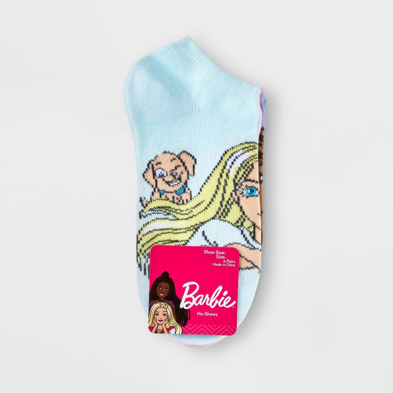 Girls' Barbie 6pk Socks - M/L