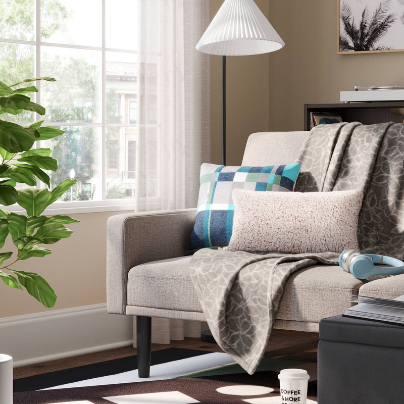 Reversible Tipped Faux Shearling Lumbar Throw Pillow Rust - Room Essentials: Indoor Polyester Fill, Dorm Accessory