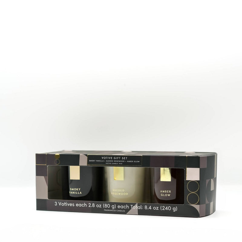 Landon Tyler 3pk Votive Smoke Vanilla and Sueded Rosewood and Amber Glow Candle Set (LOCAL PICKUP ONLY)