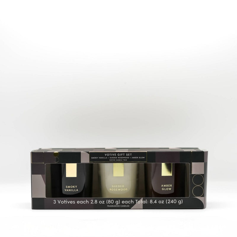Landon Tyler 3pk Votive Smoke Vanilla and Sueded Rosewood and Amber Glow Candle Set (LOCAL PICKUP ONLY)