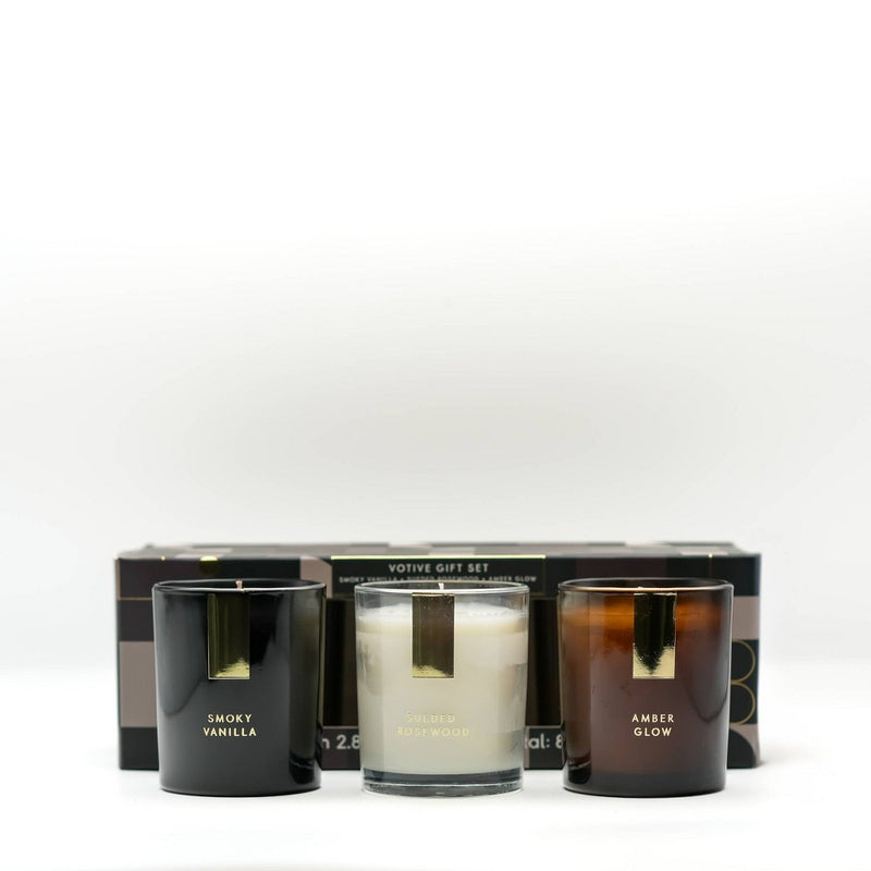 Landon Tyler 3pk Votive Smoke Vanilla and Sueded Rosewood and Amber Glow Candle Set (LOCAL PICKUP ONLY)