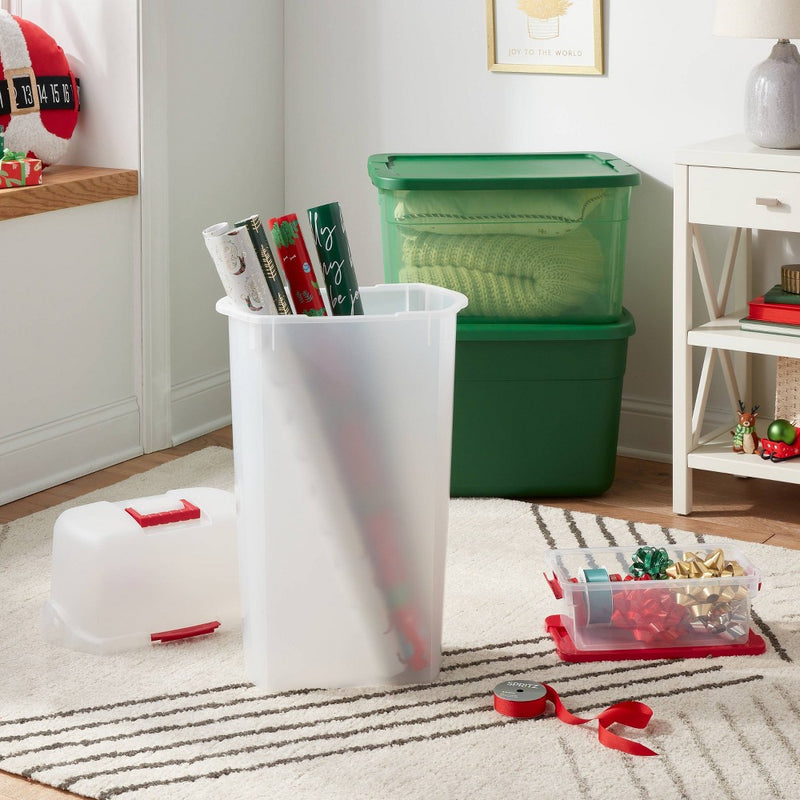 30" Clear Vertical Wrap Box - Clear Lid with Rocket Red Handle and Latch - Brightroom (LOCAL PICKUP ONLY)