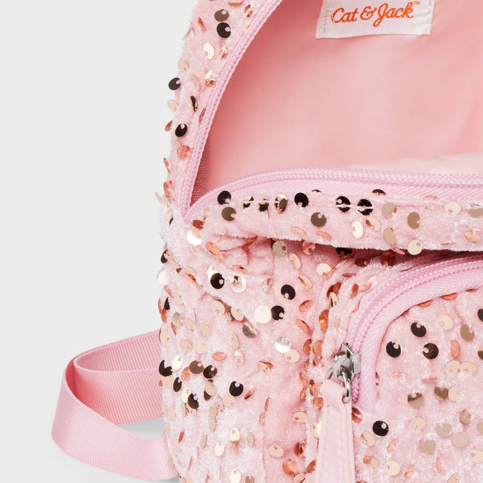 Girls' Mini Sequin Velvet Backpack - Cat & Jack Pink